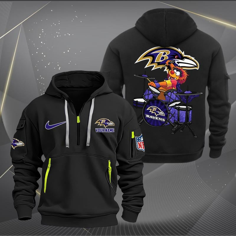 Baltimore Ravens Premium Personalized Quarter Zip Hoodie AZBTCQZH000003 - Famjoys Baltimore Ravens Premium Personalized Quarter Zip Hoodie AZBTCQZH000003 - Famjoys