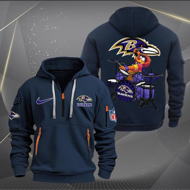 Baltimore Ravens Premium Personalized Quarter Zip Hoodie AZBTCQZH000003 - Famjoys Baltimore Ravens Premium Personalized Quarter Zip Hoodie AZBTCQZH000003 - Famjoys