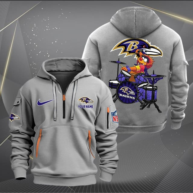 Baltimore Ravens Premium Personalized Quarter Zip Hoodie AZBTCQZH000003 - Famjoys Baltimore Ravens Premium Personalized Quarter Zip Hoodie AZBTCQZH000003 - Famjoys