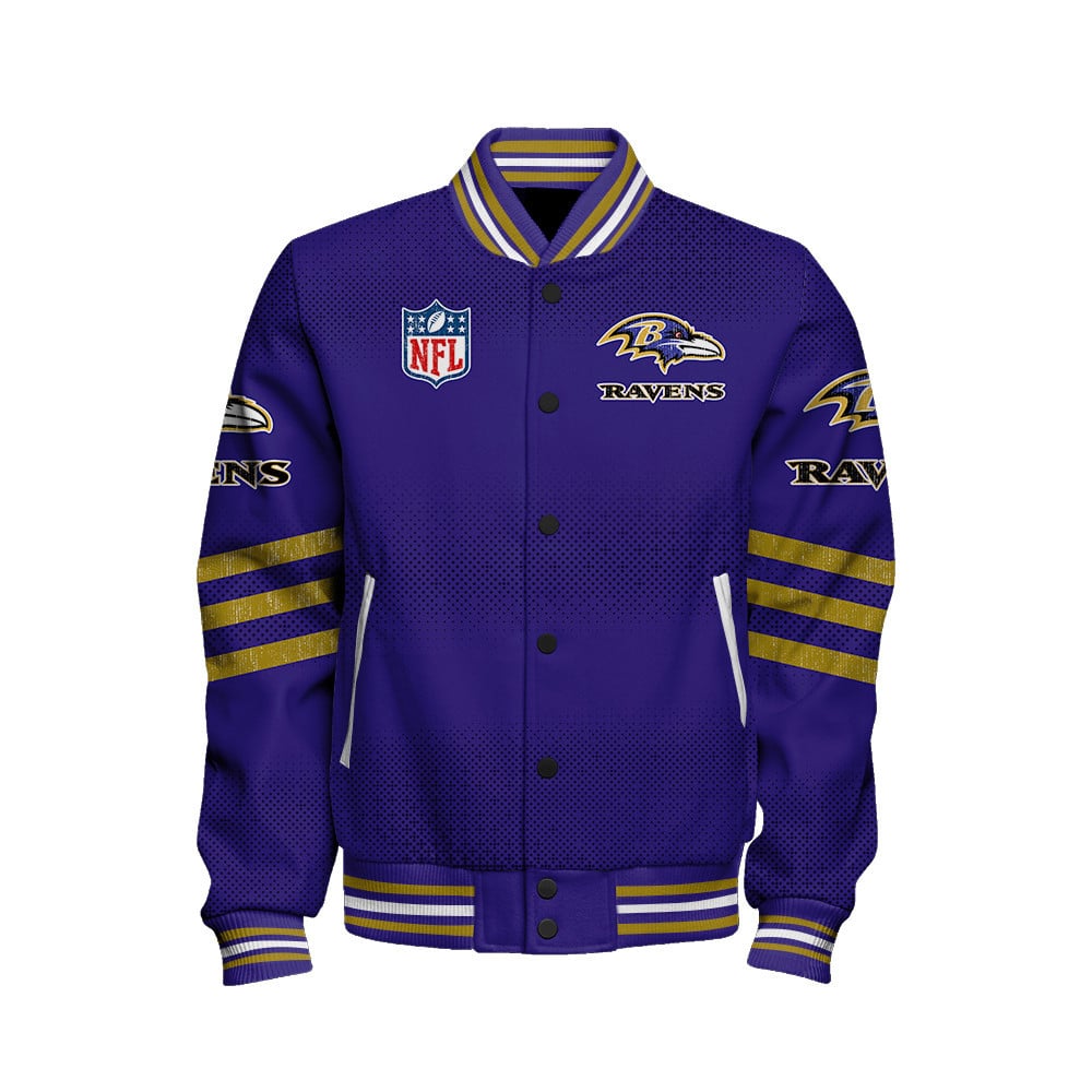 Baltimore Ravens Proud Of Every Championship Win Unisex Varsity Jacket - Famjoys Baltimore Ravens Proud Of Every Championship Win Unisex Varsity Jacket - Famjoys