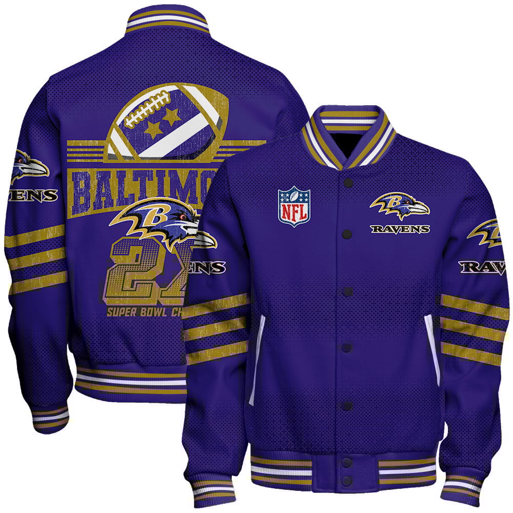 Baltimore Ravens Proud Of Every Championship Win Unisex Varsity Jacket - Famjoys Baltimore Ravens Proud Of Every Championship Win Unisex Varsity Jacket - Famjoys