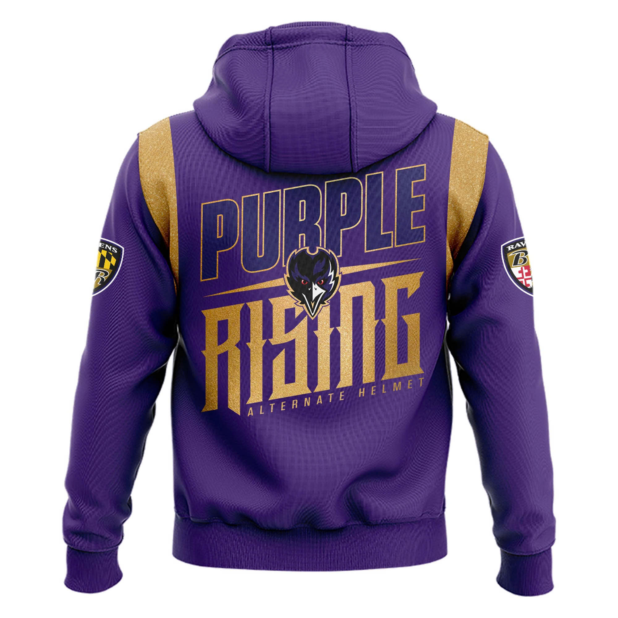 Baltimore Ravens Purple Rising Hoodie - Famjoys Baltimore Ravens Purple Rising Hoodie - Famjoys
