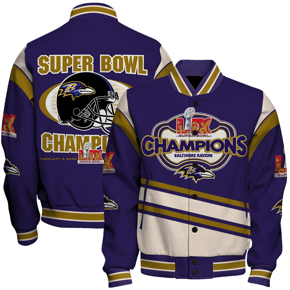 Baltimore Ravens Super Bowl 2025 Premium Fan Edition Varsity Jacket - Famjoys Baltimore Ravens Super Bowl 2025 Premium Fan Edition Varsity Jacket - Famjoys