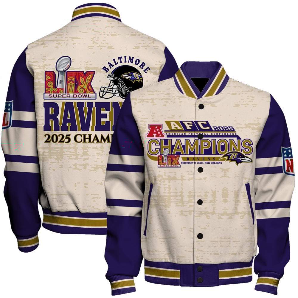 Baltimore Ravens Super Bowl 2025 Wear The Legacy Varsity Jacket - Famjoys Baltimore Ravens Super Bowl 2025 Wear The Legacy Varsity Jacket - Famjoys