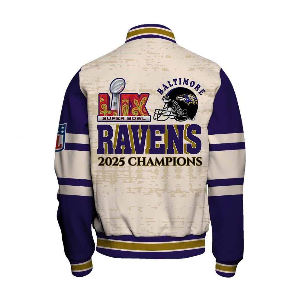 Baltimore Ravens Super Bowl 2025 Wear The Legacy Varsity Jacket - Famjoys Baltimore Ravens Super Bowl 2025 Wear The Legacy Varsity Jacket - Famjoys