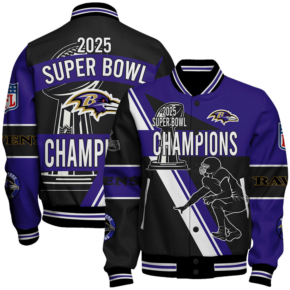Baltimore Ravens Super Bowl Champions The Story Is Far From Over Varsity Jacket - Famjoys Baltimore Ravens Super Bowl Champions The Story Is Far From Over Varsity Jacket - Famjoys
