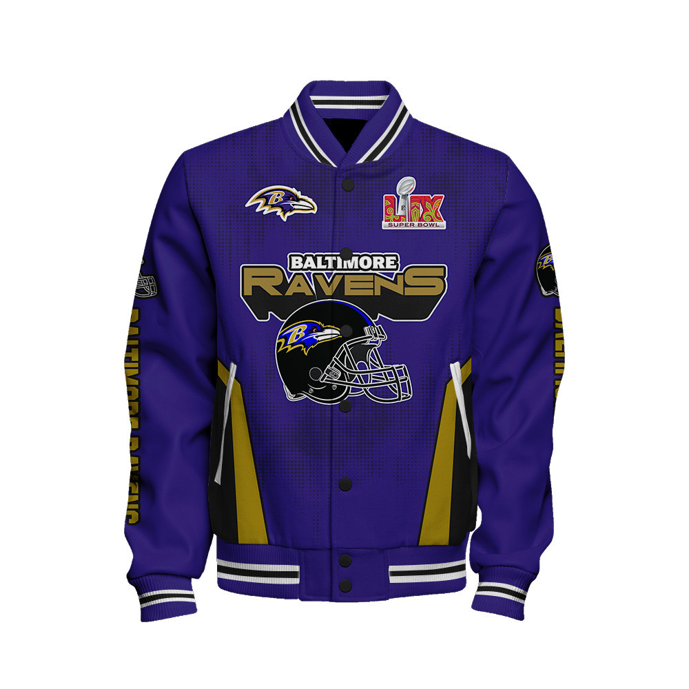 Baltimore Ravens Super Bowl LIX Champions Feared Opponents Varsity Jacket - Famjoys Baltimore Ravens Super Bowl LIX Champions Feared Opponents Varsity Jacket - Famjoys