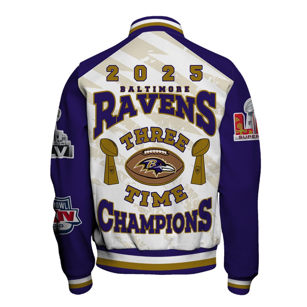 Baltimore Ravens Super Bowl LIX Champions The King Of The Field Varsity Jacket - Famjoys Baltimore Ravens Super Bowl LIX Champions The King Of The Field Varsity Jacket - Famjoys