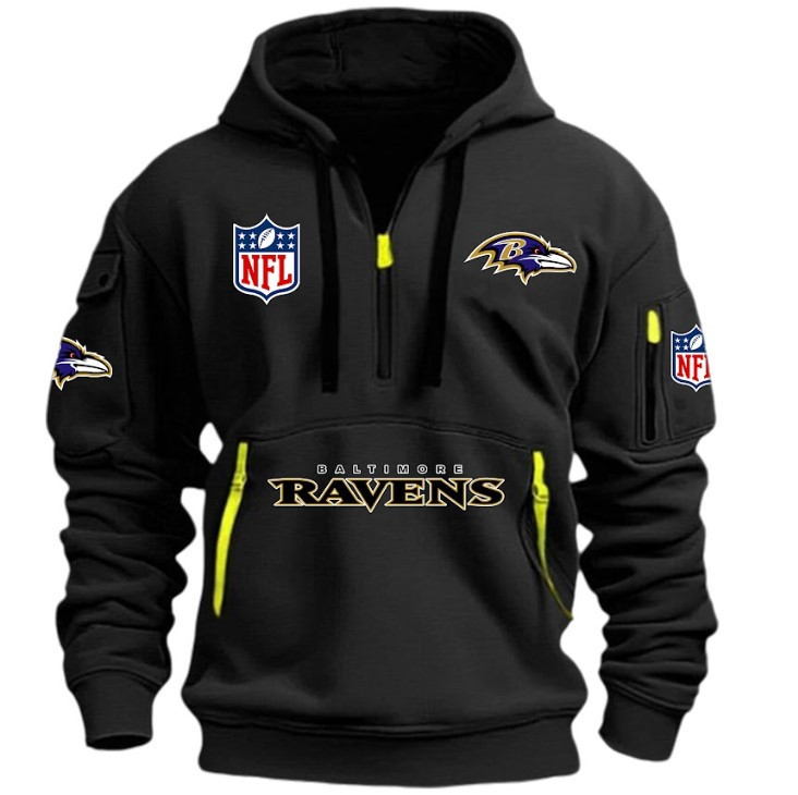 BAMTIMORERAVENS - HOODIE HALF ZIPPER - QTA405111341 - Famjoys BAMTIMORERAVENS - HOODIE HALF ZIPPER - QTA405111341 - Famjoys