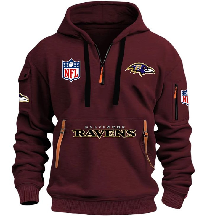BAMTIMORERAVENS - HOODIE HALF ZIPPER - QTA405111341 - Famjoys BAMTIMORERAVENS - HOODIE HALF ZIPPER - QTA405111341 - Famjoys