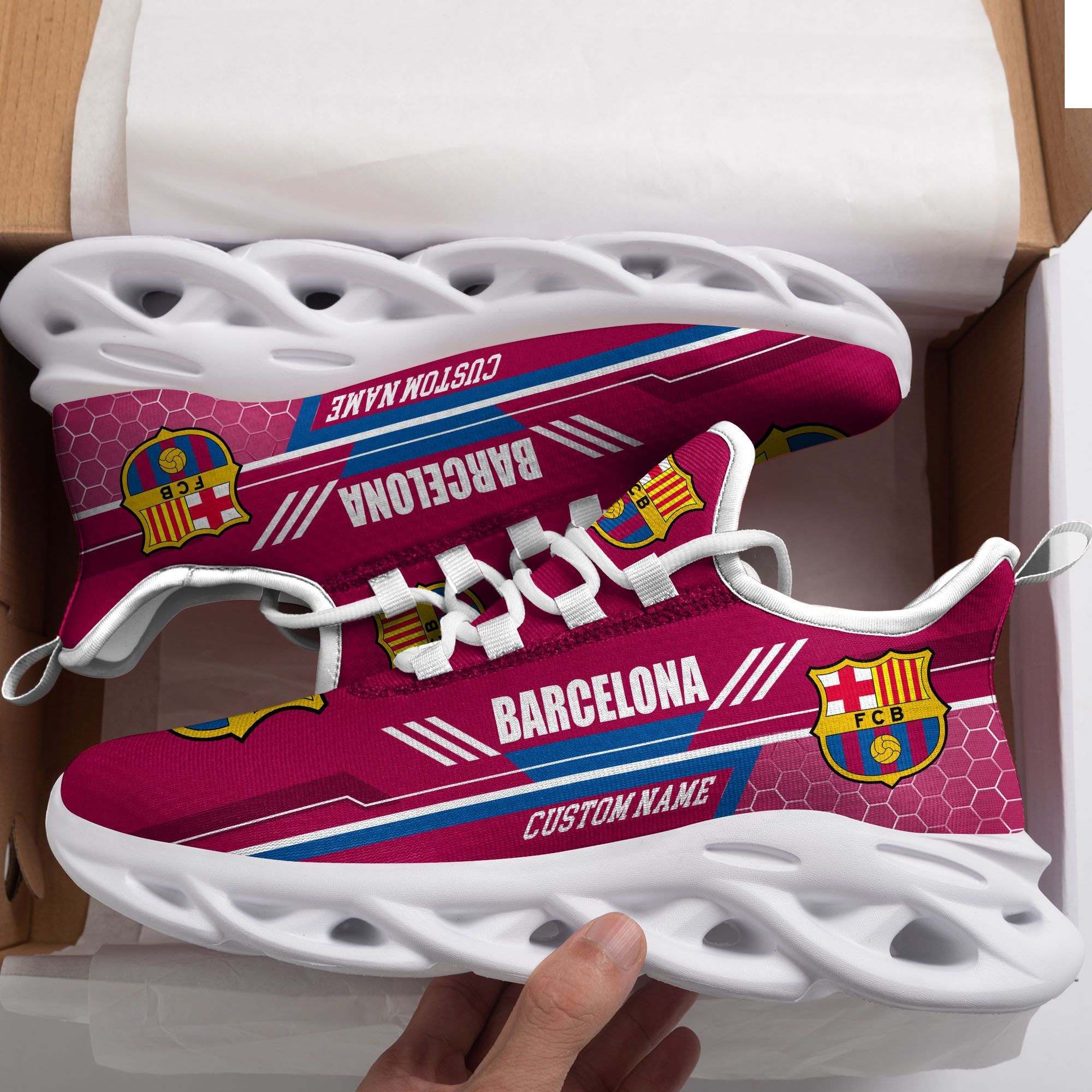 Barcelona Custom Personalized Max Soul Sneakers Shoes - Famjoys Barcelona Custom Personalized Max Soul Sneakers Shoes - Famjoys