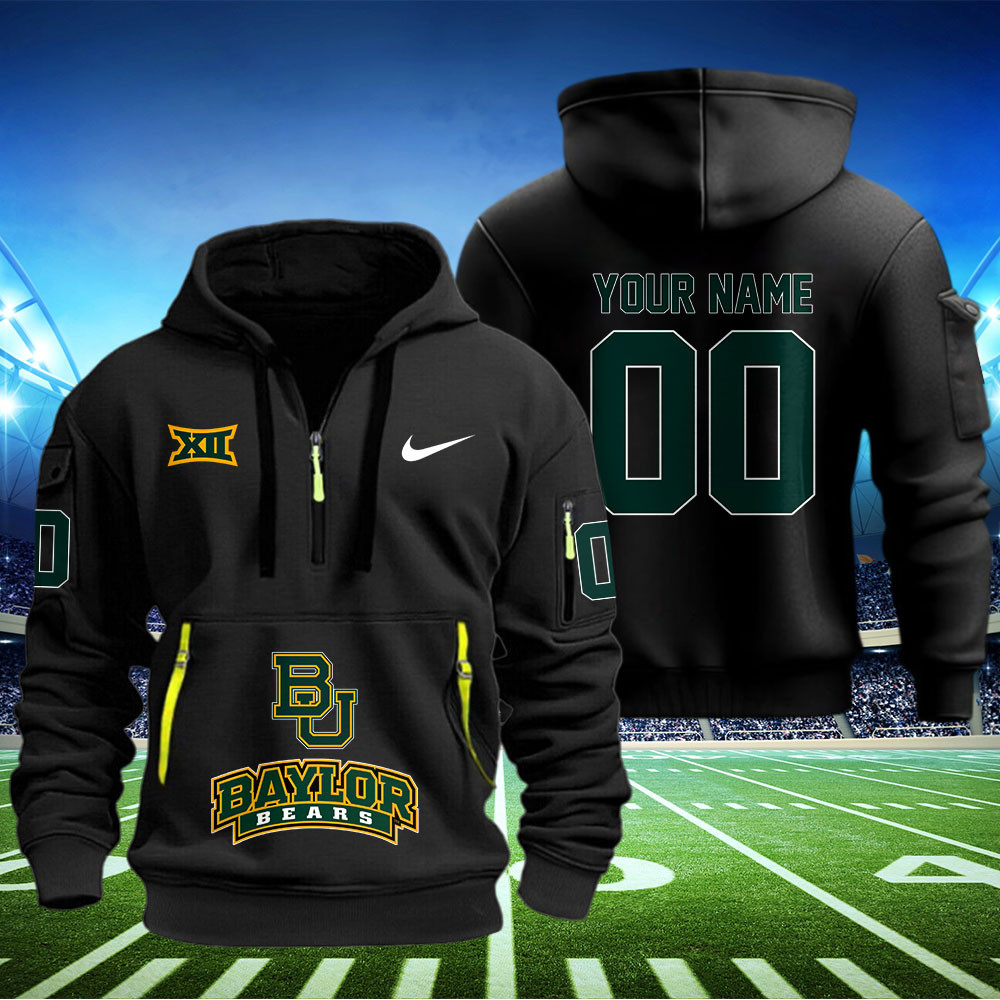 Baylor Bears Football Quarter Zip Hoodie - Famjoys Baylor Bears Football Quarter Zip Hoodie - Famjoys