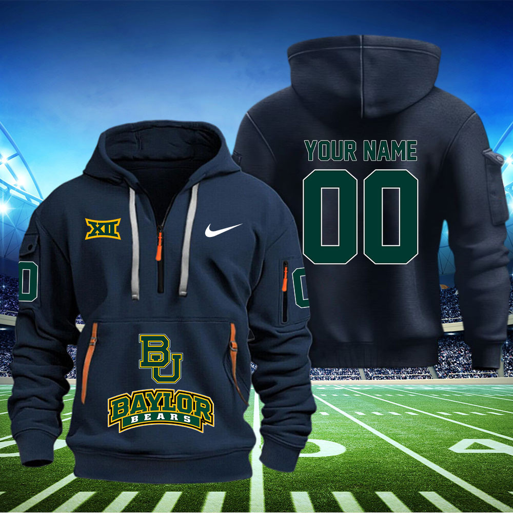 Baylor Bears Football Quarter Zip Hoodie - Famjoys Baylor Bears Football Quarter Zip Hoodie - Famjoys