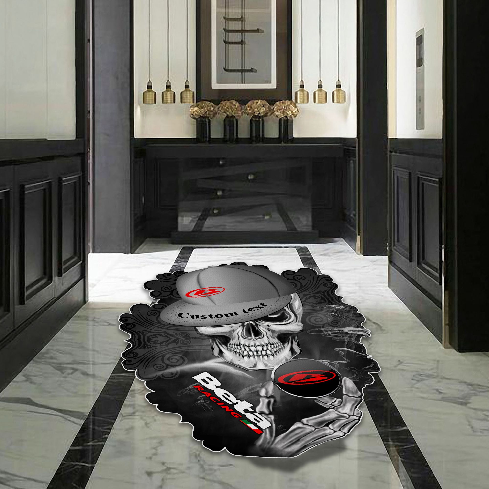 Beta Skull Shaped Luxurious Doormat, Rug Home Decor, Custom name 
