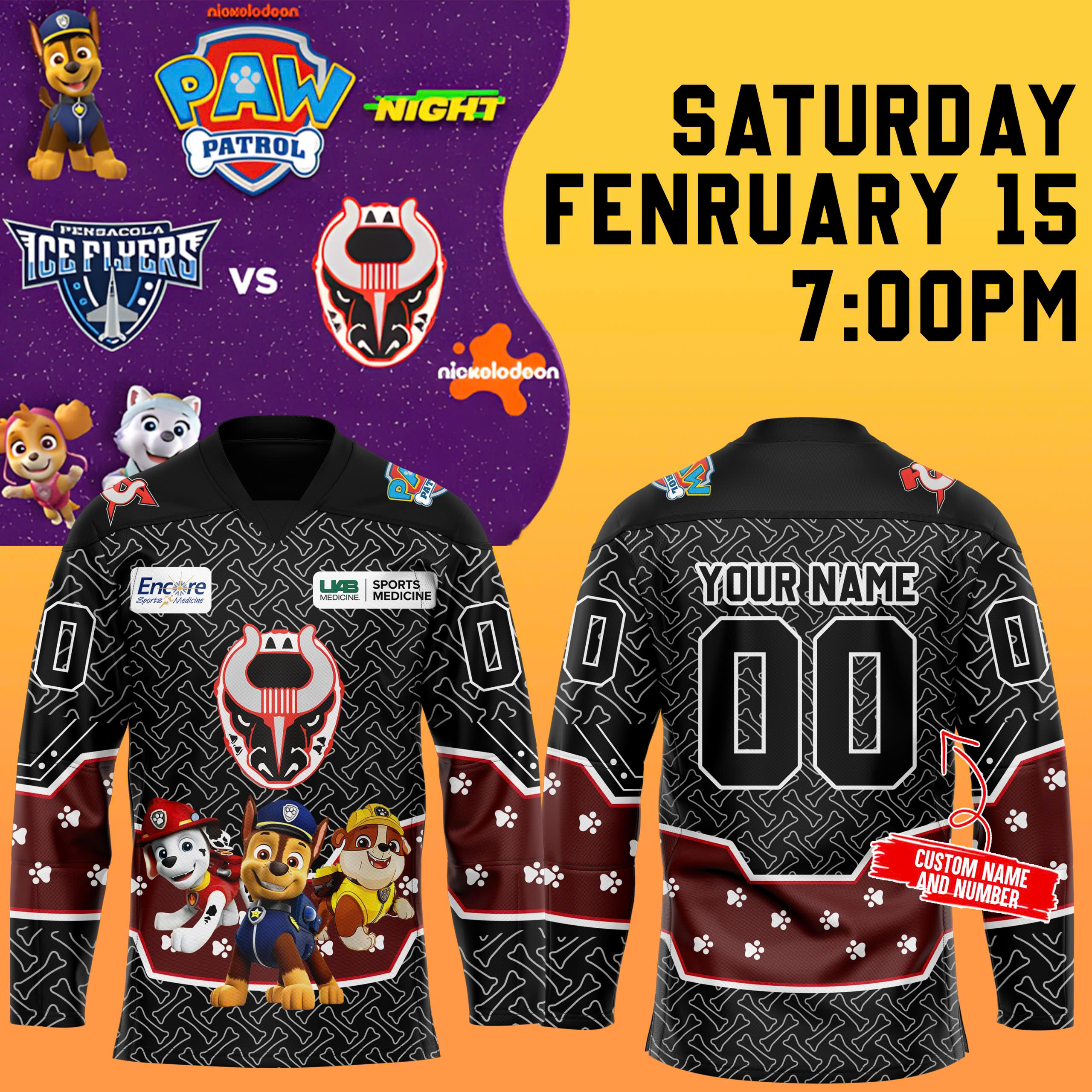Birmingham Bulls x Paw Patrol Night & Weiner Dog Race Jersey - Famjoys Birmingham Bulls x Paw Patrol Night & Weiner Dog Race Jersey - Famjoys