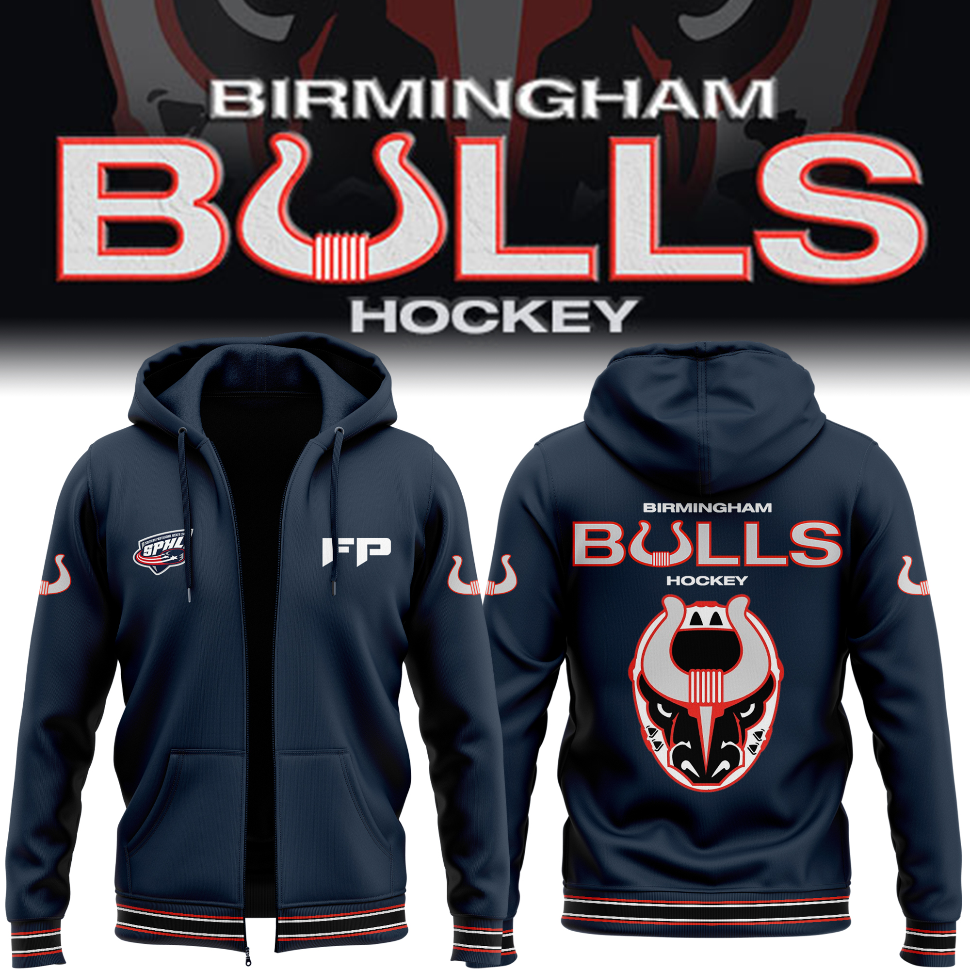 Birmingham Bulls Zip Hoodie - Famjoys Birmingham Bulls Zip Hoodie - Famjoys