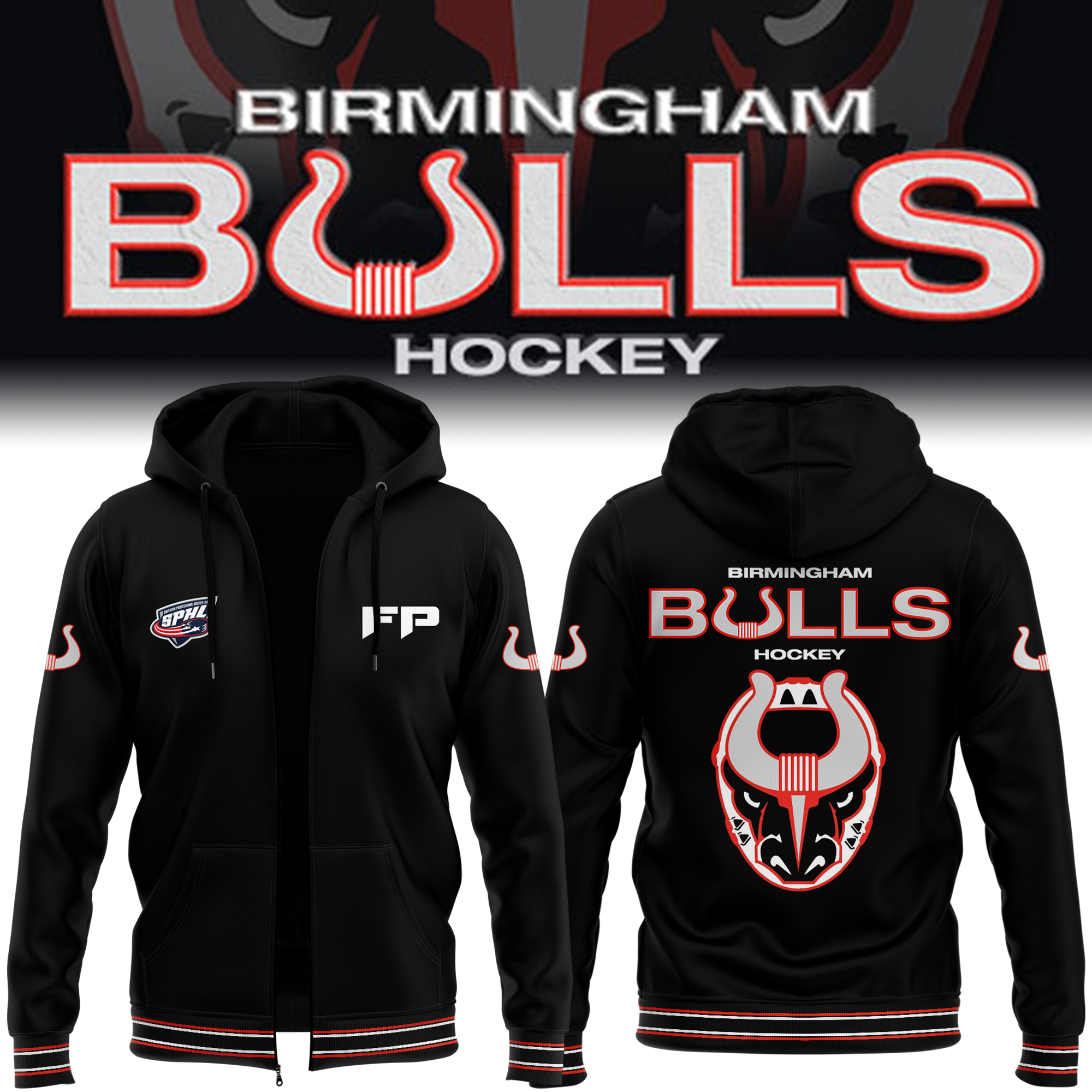 Birmingham Bulls Zip Hoodie - Famjoys Birmingham Bulls Zip Hoodie - Famjoys