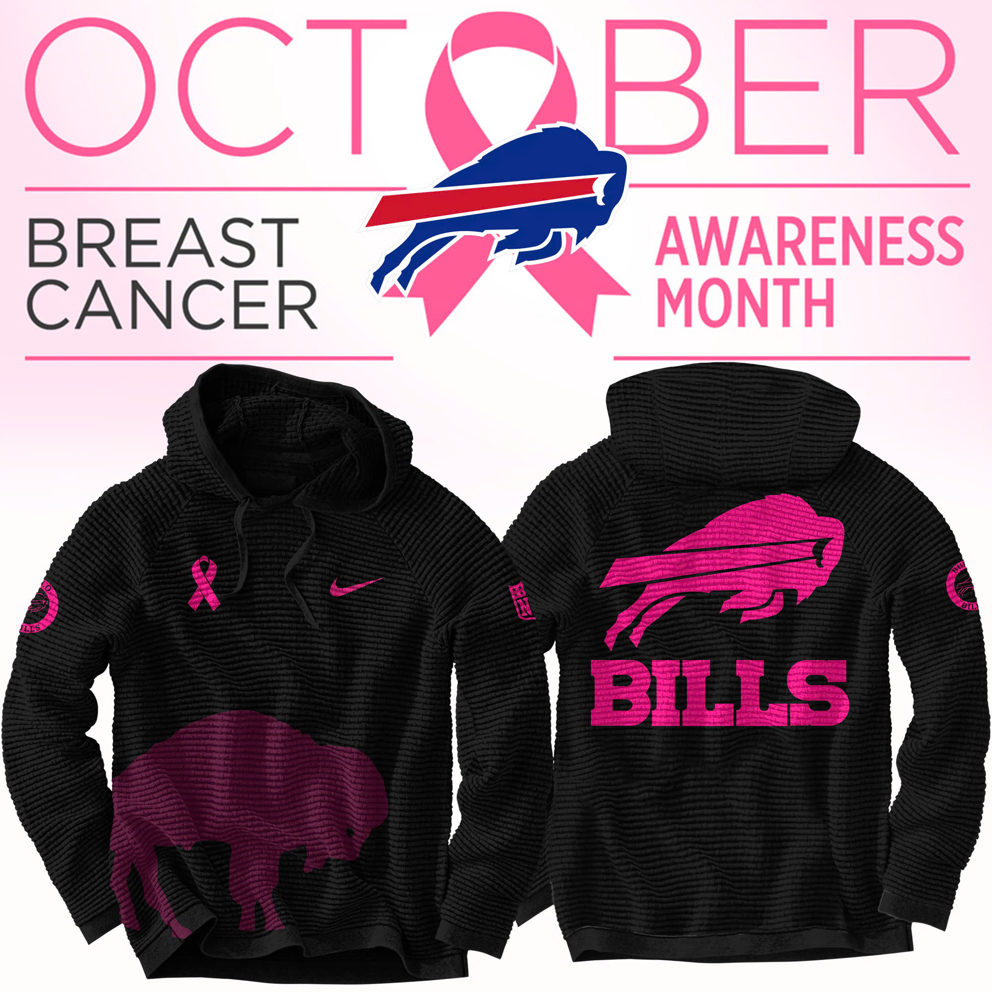 Black Buffalo Bills Crucial Catch Waffle Hoodie - Famjoys Black Buffalo Bills Crucial Catch Waffle Hoodie - Famjoys
