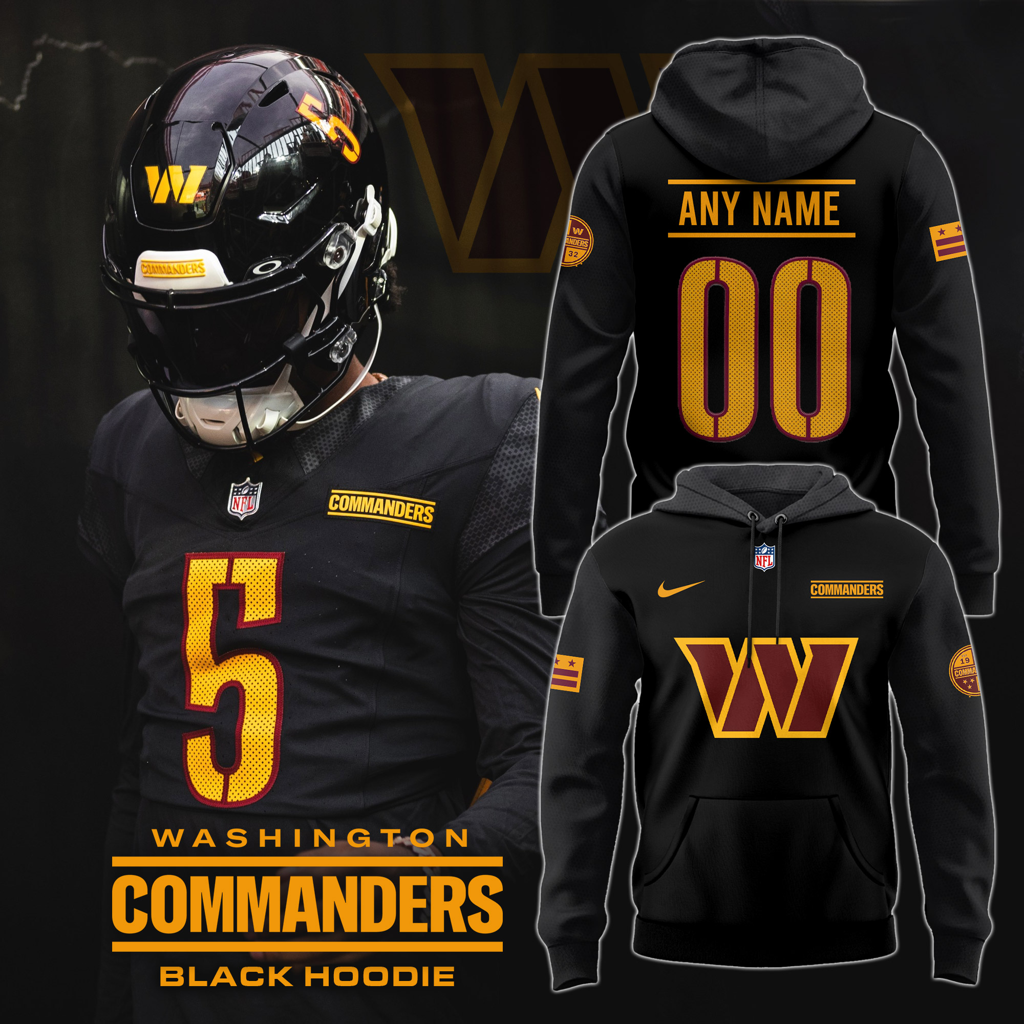 Black Washington Commanders Limited Hoodie - Famjoys Black Washington Commanders Limited Hoodie - Famjoys