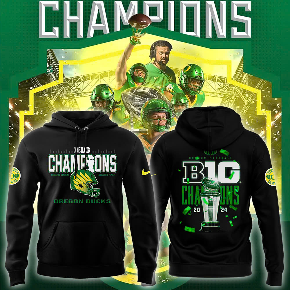 Blue 84 Black Oregon Ducks Big Ten Football Conference Champions Locker Room Pullover Hoodie - Famjoys Blue 84 Black Oregon Ducks Big Ten Football Conference Champions Locker Room Pullover Hoodie - Famjoys