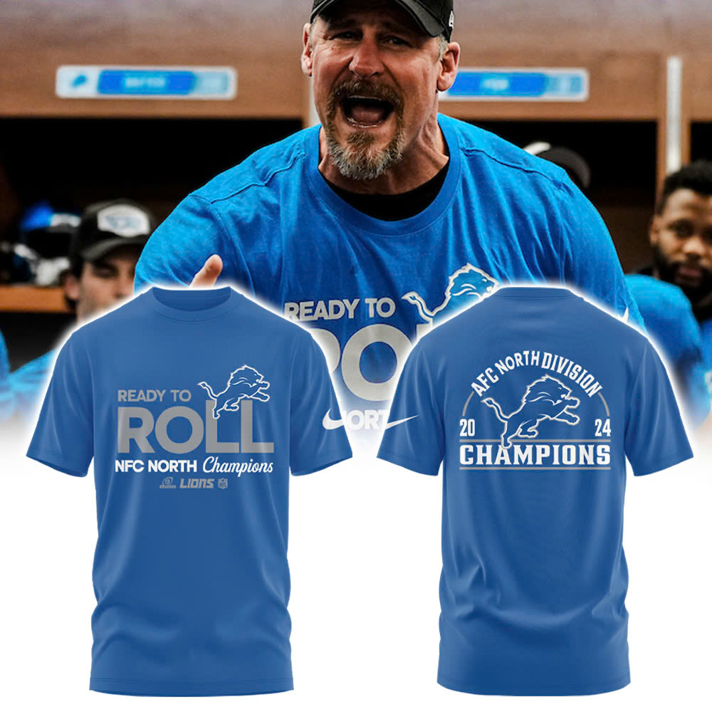 Blue Detroit Lions NFC North Division Champions Locker Room Trophy Collection Tshirt - Famjoys Blue Detroit Lions NFC North Division Champions Locker Room Trophy Collection Tshirt - Famjoys