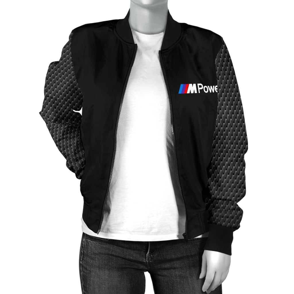 BMW MPower Women's Bomber Jacket Black - Famjoys BMW MPower Women's Bomber Jacket Black - Famjoys