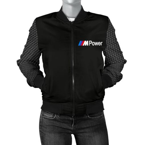 BMW MPower Women's Bomber Jacket Black - Famjoys BMW MPower Women's Bomber Jacket Black - Famjoys