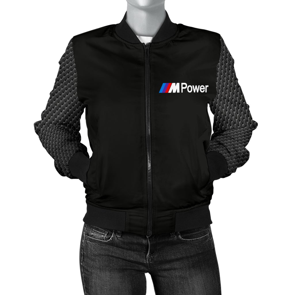 BMW MPower Women's Bomber Jacket Black - Famjoys BMW MPower Women's Bomber Jacket Black - Famjoys