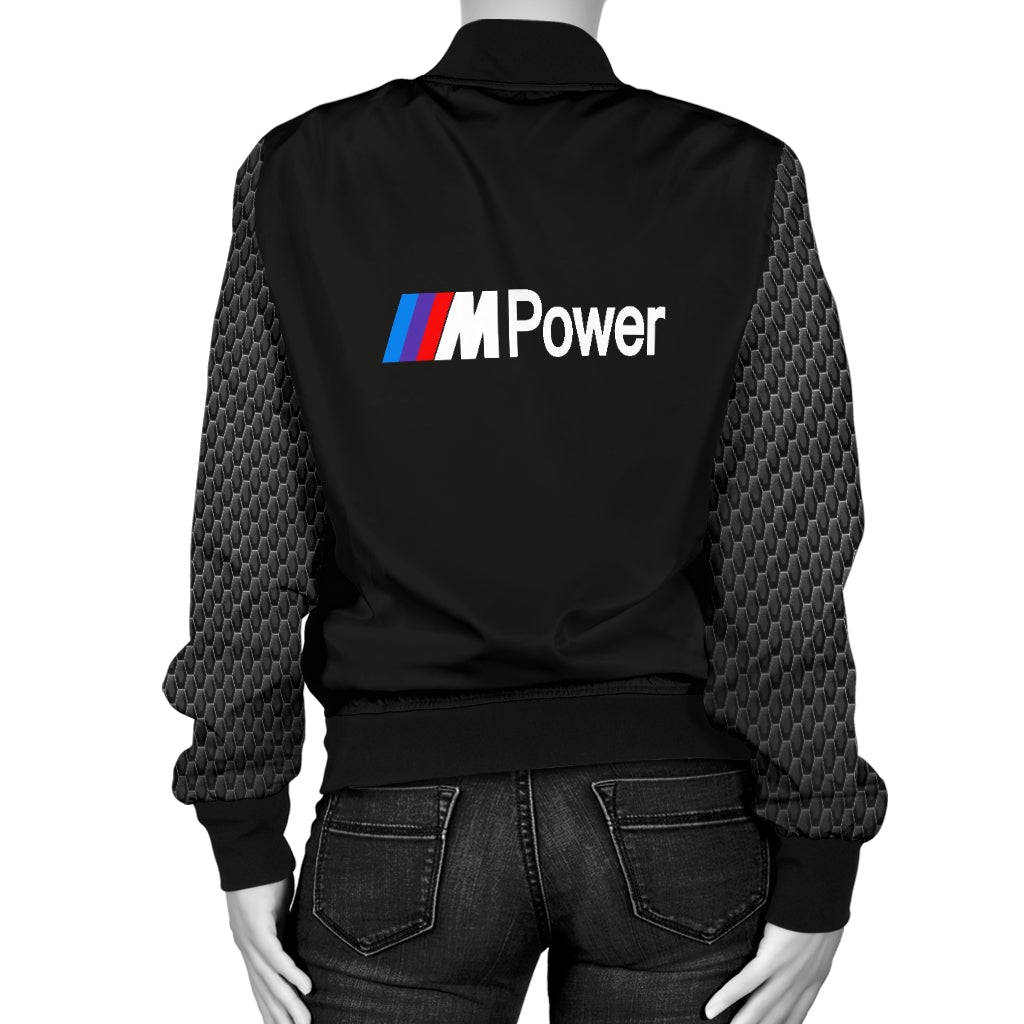 BMW MPower Women's Bomber Jacket Black - Famjoys BMW MPower Women's Bomber Jacket Black - Famjoys