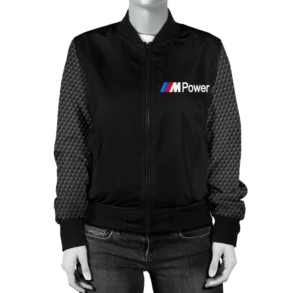 BMW MPower Women's Bomber Jacket Black - Famjoys BMW MPower Women's Bomber Jacket Black - Famjoys