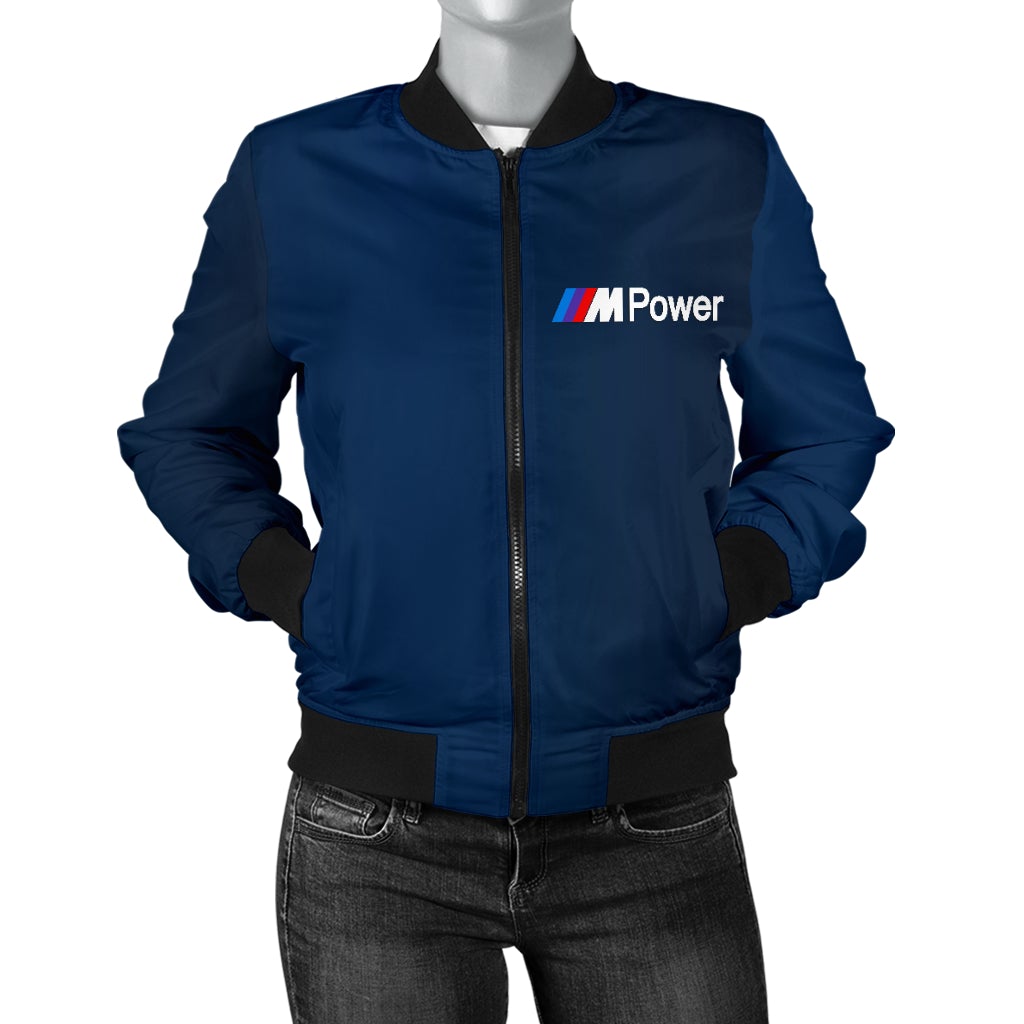 BMW MPower Women's Bomber Jacket Blue - Famjoys BMW MPower Women's Bomber Jacket Blue - Famjoys
