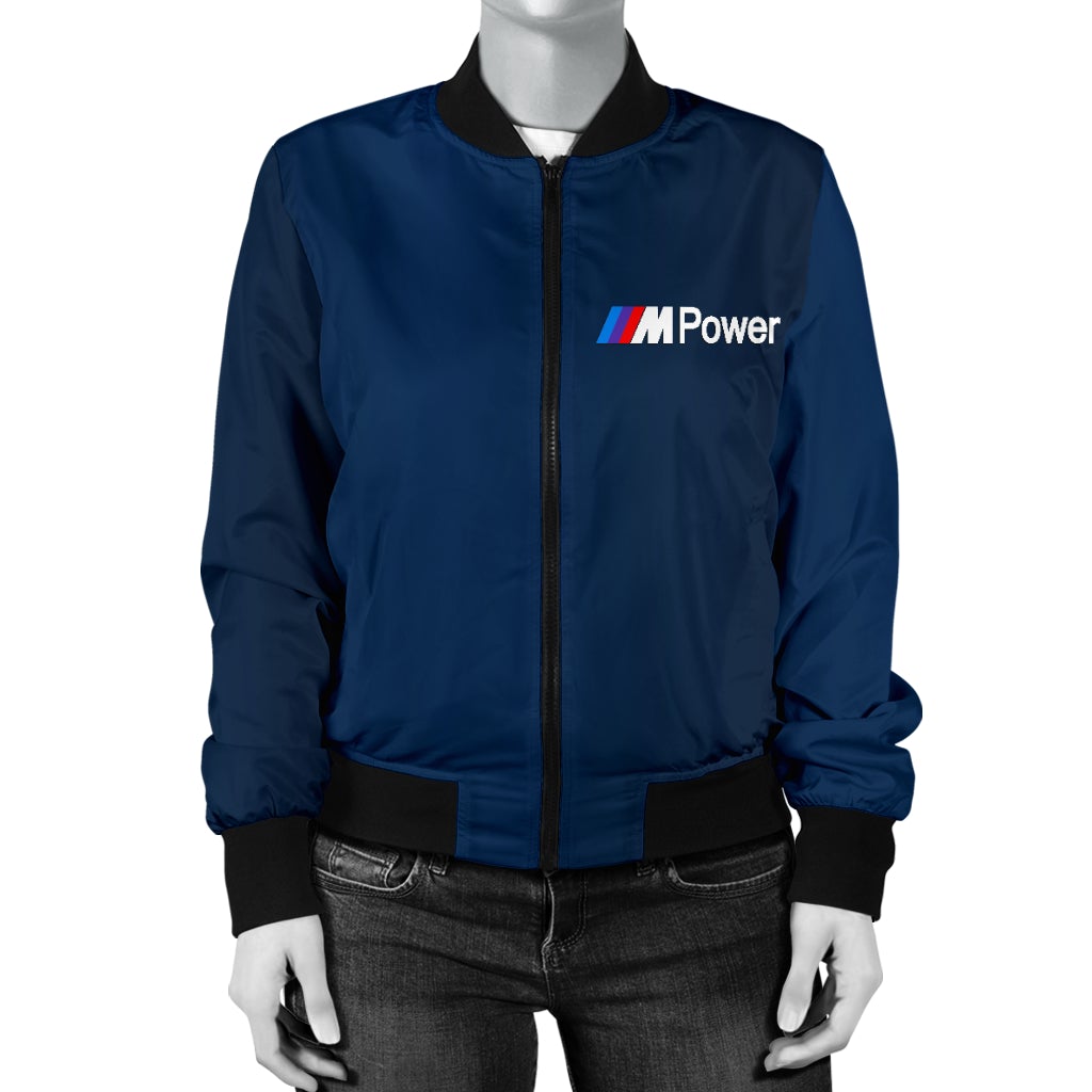 BMW MPower Women's Bomber Jacket Blue - Famjoys BMW MPower Women's Bomber Jacket Blue - Famjoys