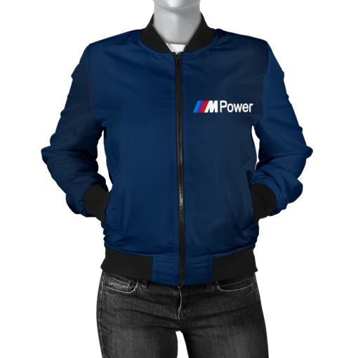 BMW MPower Women's Bomber Jacket Blue - Famjoys BMW MPower Women's Bomber Jacket Blue - Famjoys
