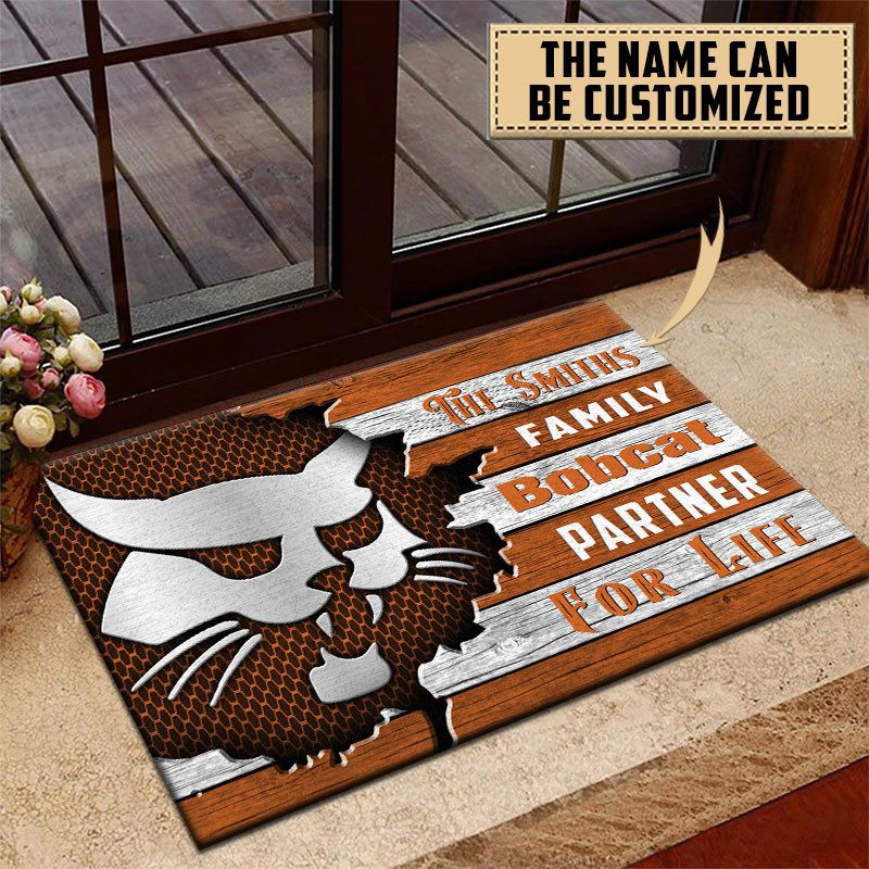 Bobcat Doormat Custom Name, Multicolor - Famjoys Bobcat Doormat Custom Name, Multicolor - Famjoys