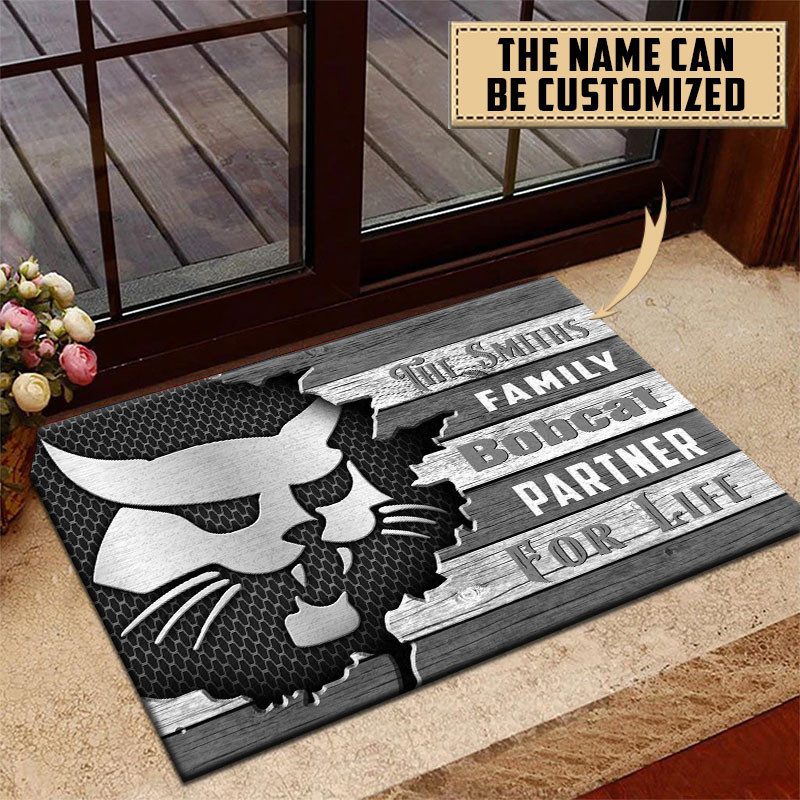 Bobcat Doormat Custom Name, Multicolor - Famjoys Bobcat Doormat Custom Name, Multicolor - Famjoys