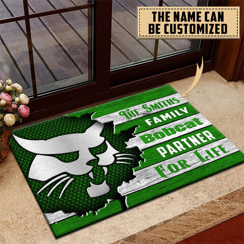 Bobcat Doormat Custom Name, Multicolor - Famjoys Bobcat Doormat Custom Name, Multicolor - Famjoys