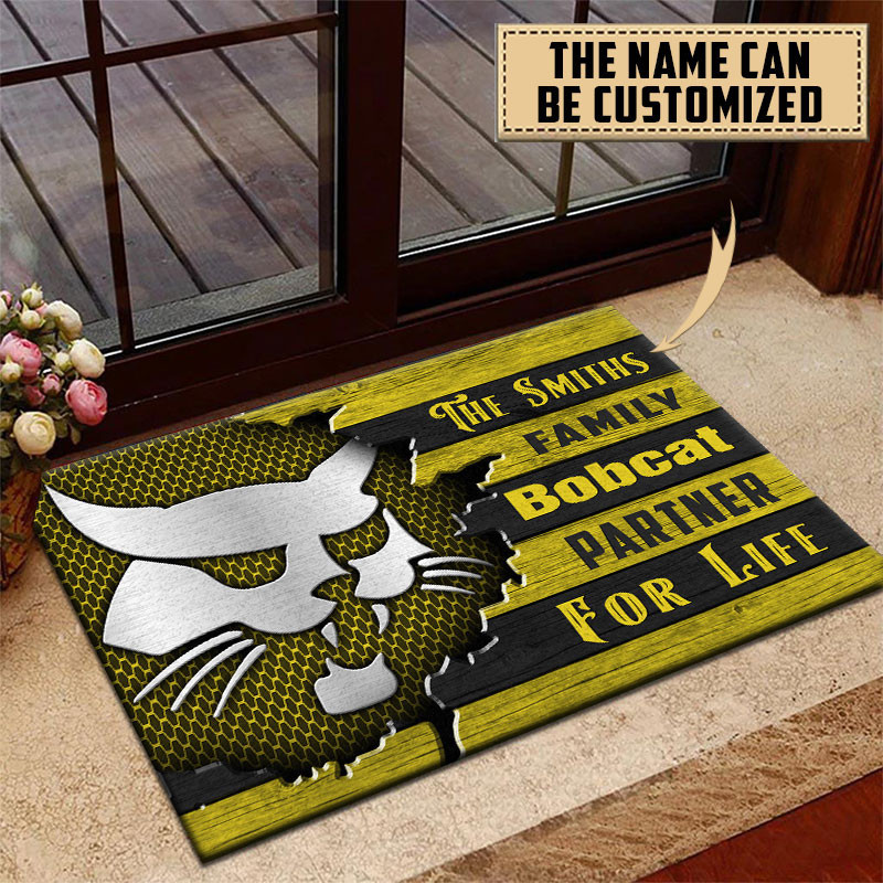 Bobcat Doormat Custom Name, Multicolor - Famjoys Bobcat Doormat Custom Name, Multicolor - Famjoys