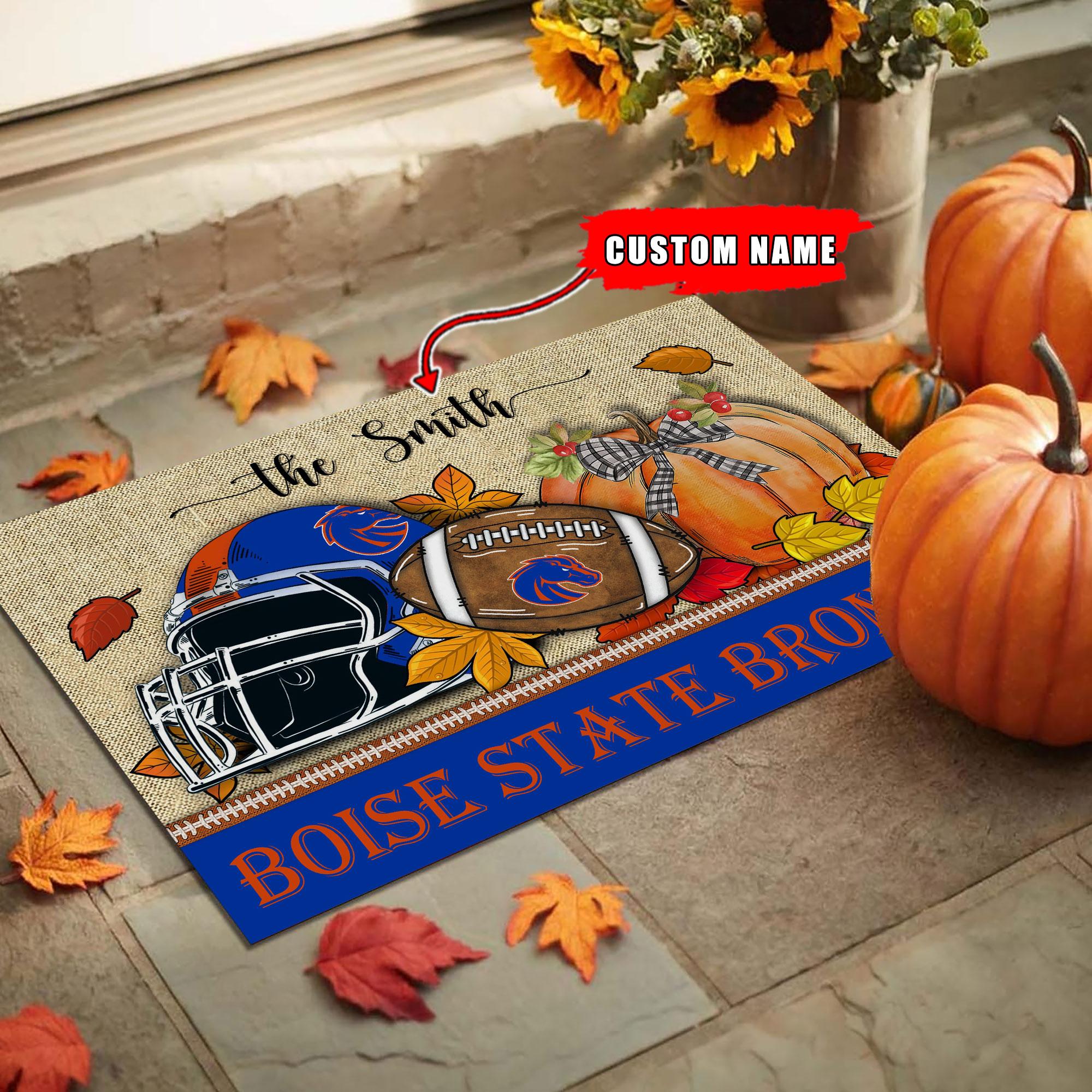 Boise State Broncos Fall Football Doormat - Famjoys Boise State Broncos Fall Football Doormat - Famjoys
