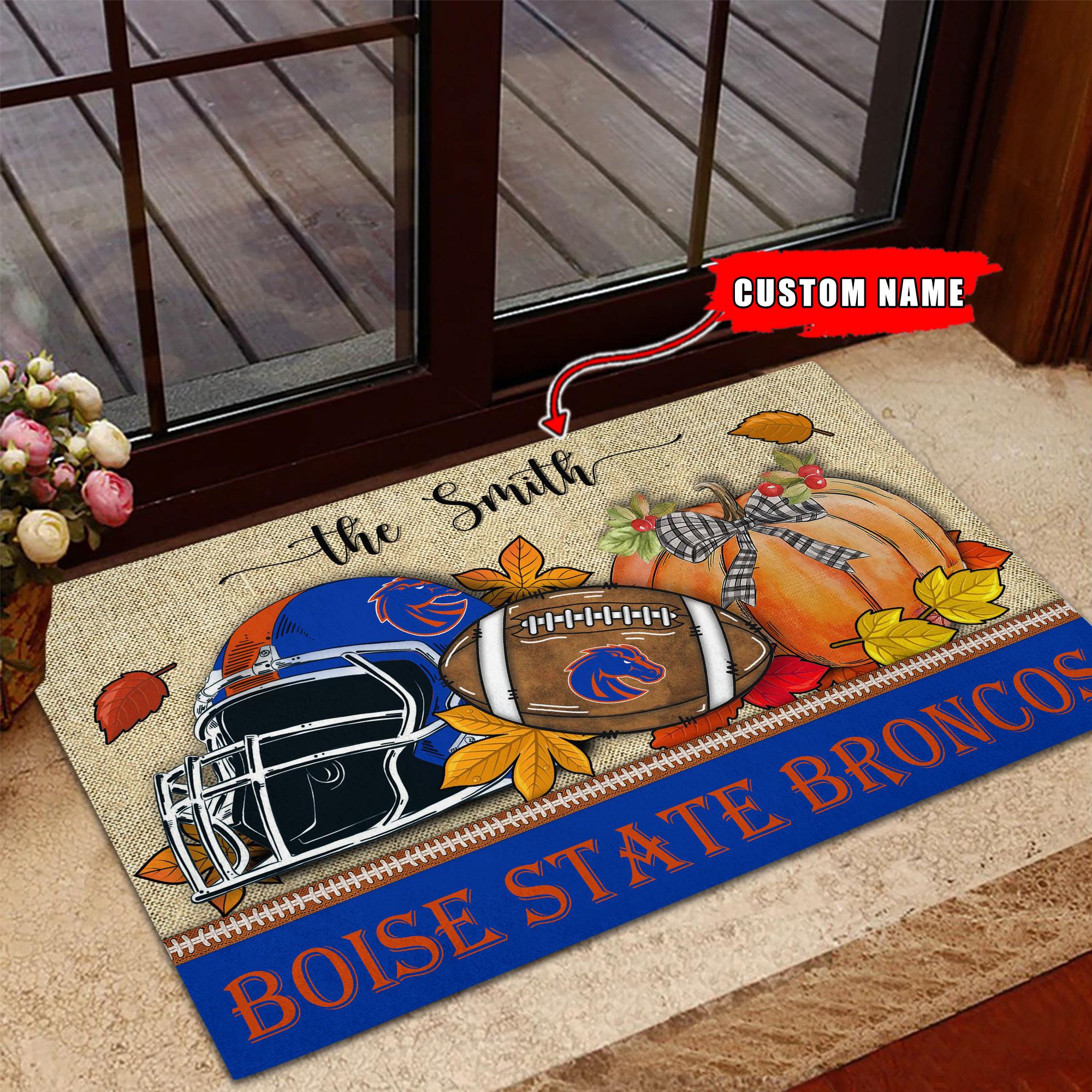 Boise State Broncos Fall Football Doormat - Famjoys Boise State Broncos Fall Football Doormat - Famjoys