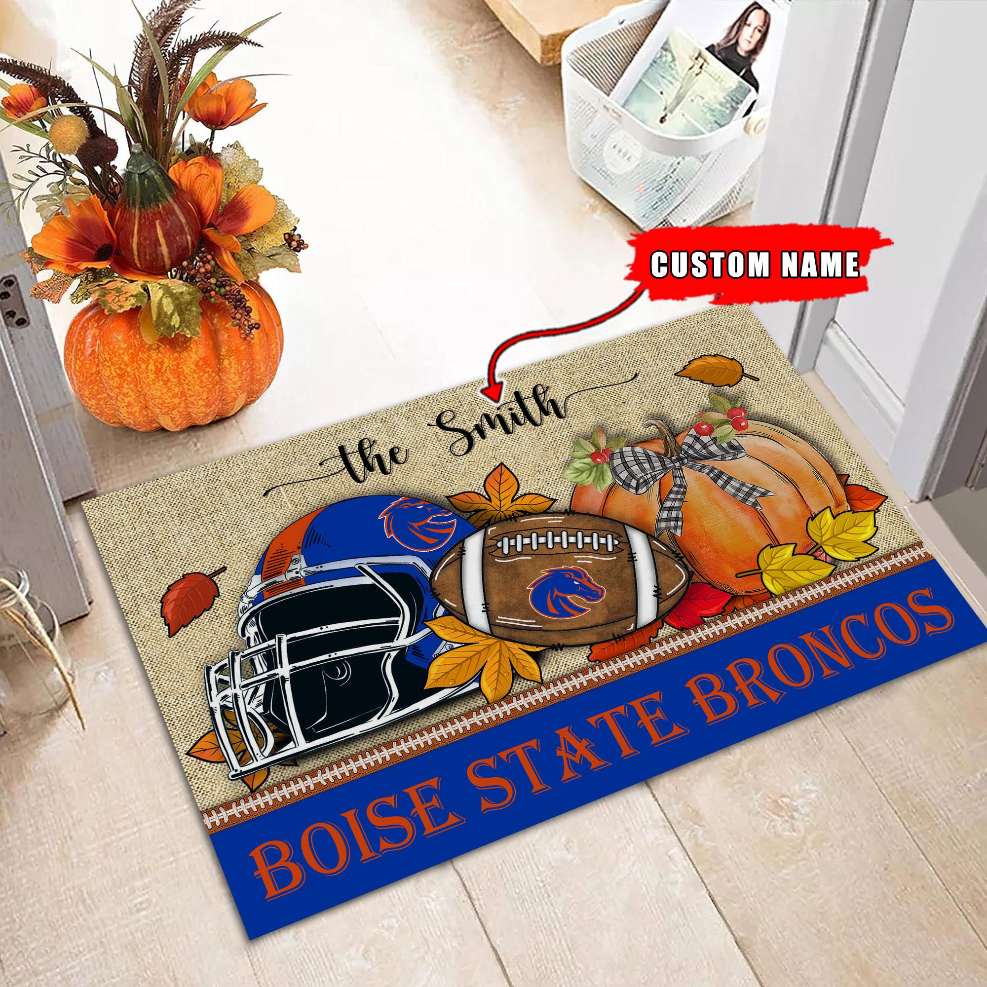 Boise State Broncos Fall Football Doormat - Famjoys Boise State Broncos Fall Football Doormat - Famjoys