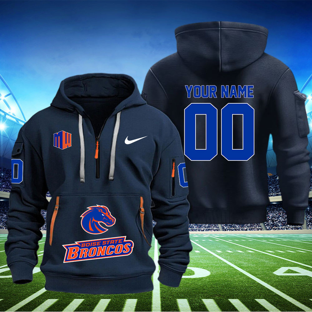 Boise State Broncos Football Quarter Zip Hoodie - Famjoys Boise State Broncos Football Quarter Zip Hoodie - Famjoys