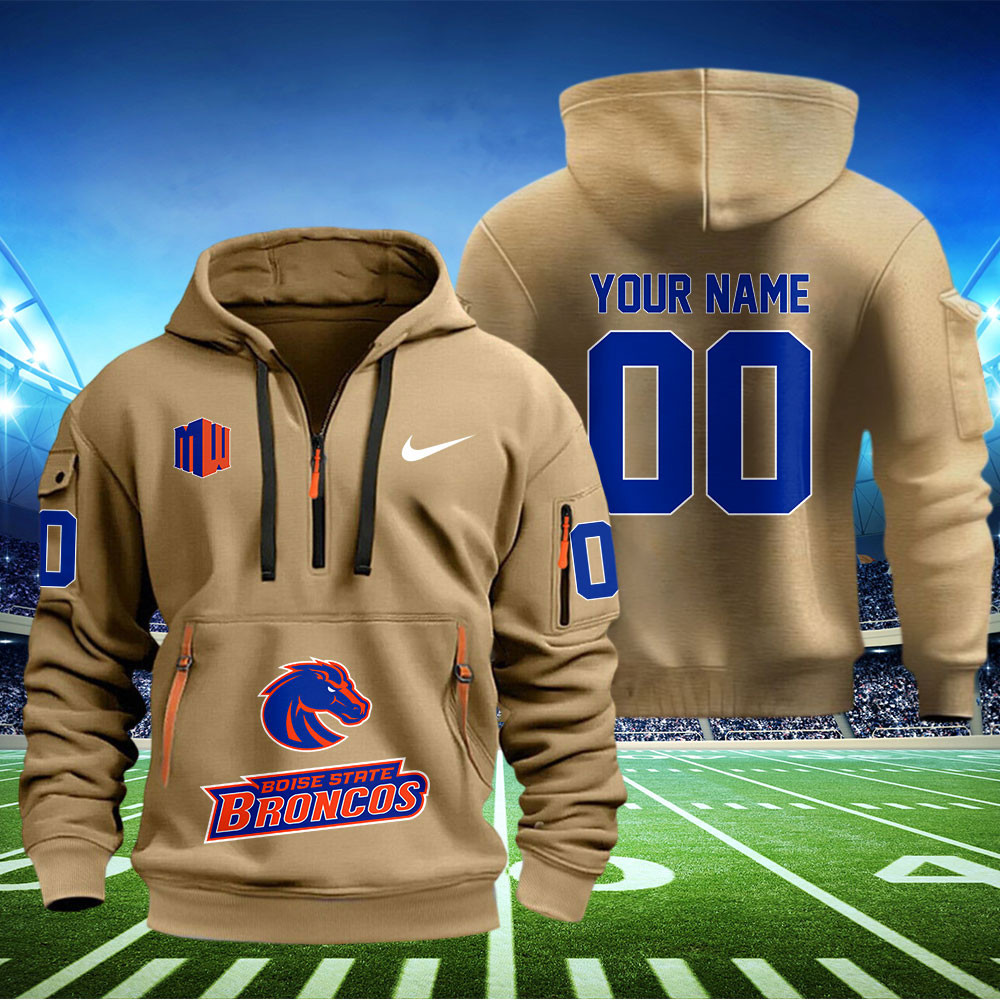 Boise State Broncos Football Quarter Zip Hoodie - Famjoys Boise State Broncos Football Quarter Zip Hoodie - Famjoys