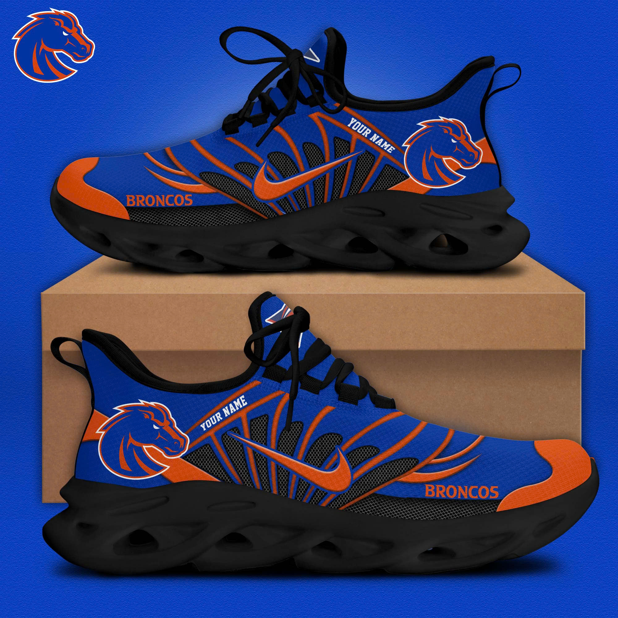 Boise State Personalized Max Soul Shoes - Famjoys Boise State Personalized Max Soul Shoes - Famjoys