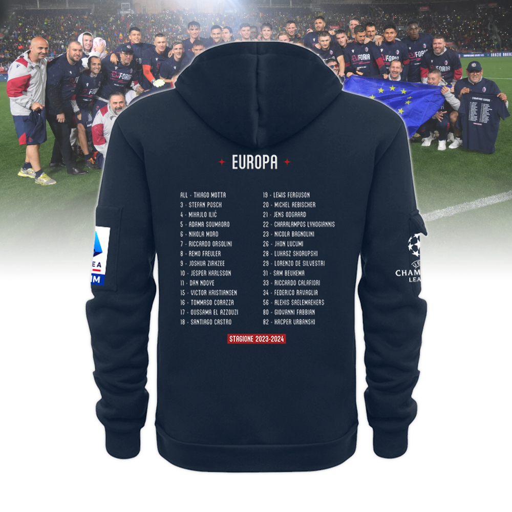 BOLOGNA FC EUFORIA CELEBRATIVE ZIP HOODIE 2023/24 - Famjoys BOLOGNA FC EUFORIA CELEBRATIVE ZIP HOODIE 2023/24 - Famjoys