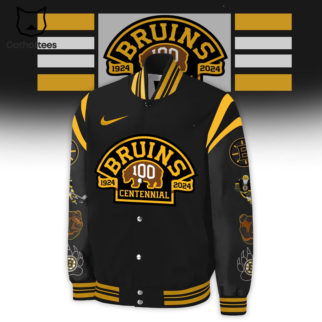 Boston Bruins 100 Centennial 1924 Bomber Jacket 03 - Famjoys Boston Bruins 100 Centennial 1924 Bomber Jacket 03 - Famjoys