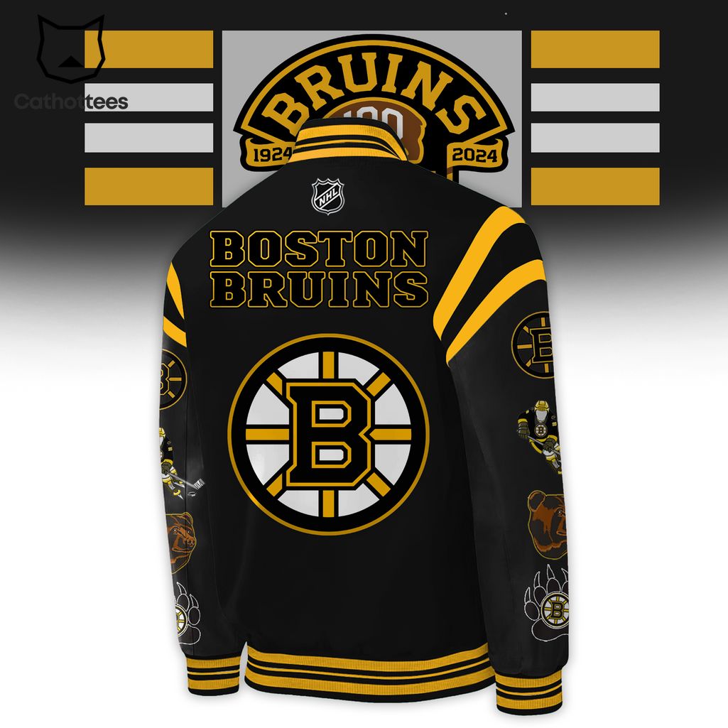 Boston Bruins 100 Centennial 1924 Bomber Jacket 03 - Famjoys Boston Bruins 100 Centennial 1924 Bomber Jacket 03 - Famjoys