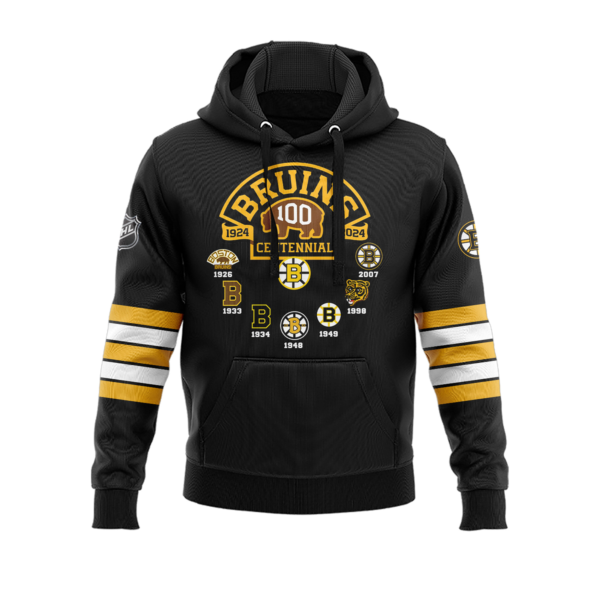 Boston Bruins 100 Centennial 1924 Hoodie - Famjoys Boston Bruins 100 Centennial 1924 Hoodie - Famjoys