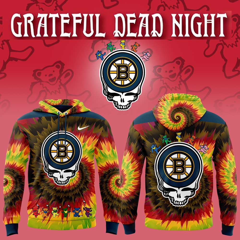 Boston Bruins Grateful Dead Night Hoodie - Famjoys Boston Bruins Grateful Dead Night Hoodie - Famjoys