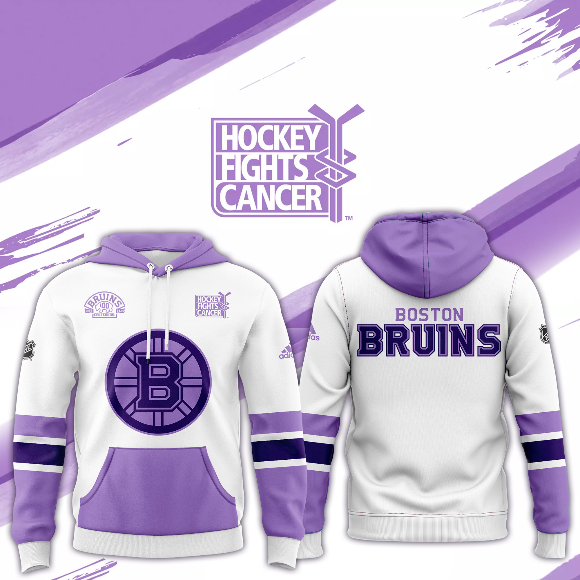 Boston Bruins Hockey Fights Cancer Hoodie 2024 - Famjoys Boston Bruins Hockey Fights Cancer Hoodie 2024 - Famjoys