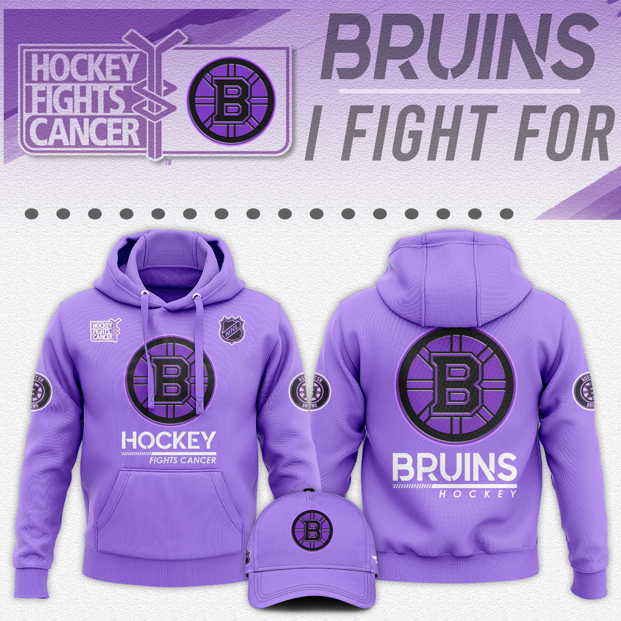 Boston Bruins Hockey Fights Cancer Unisex Hoodie - Famjoys Boston Bruins Hockey Fights Cancer Unisex Hoodie - Famjoys